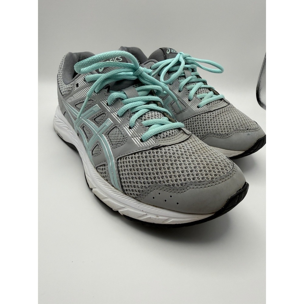 ASICS Gel-Contend 5 Women's Size 9 Gray Aqua Running Walking Shoes 1012A234